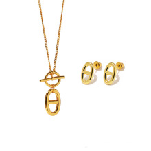 Chinese Wholesale Gold Plated Stainless Steel Jewelry Sets Necklace Set Jewelry Women